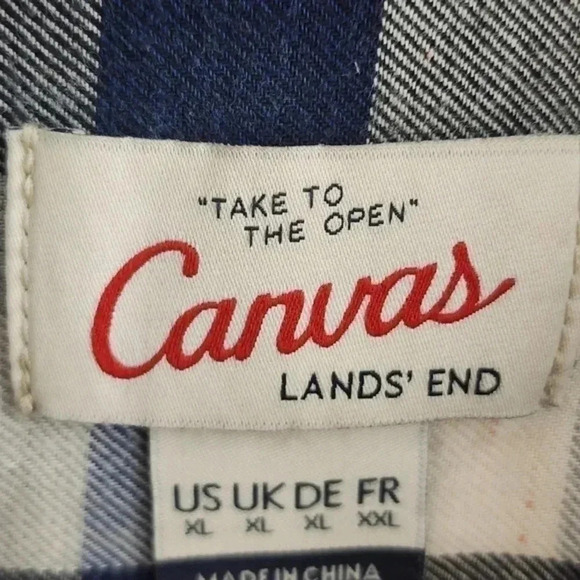 Lands' End Button down Plaid Long Sleeve Men's Shirt XL - Picture 5 of 8